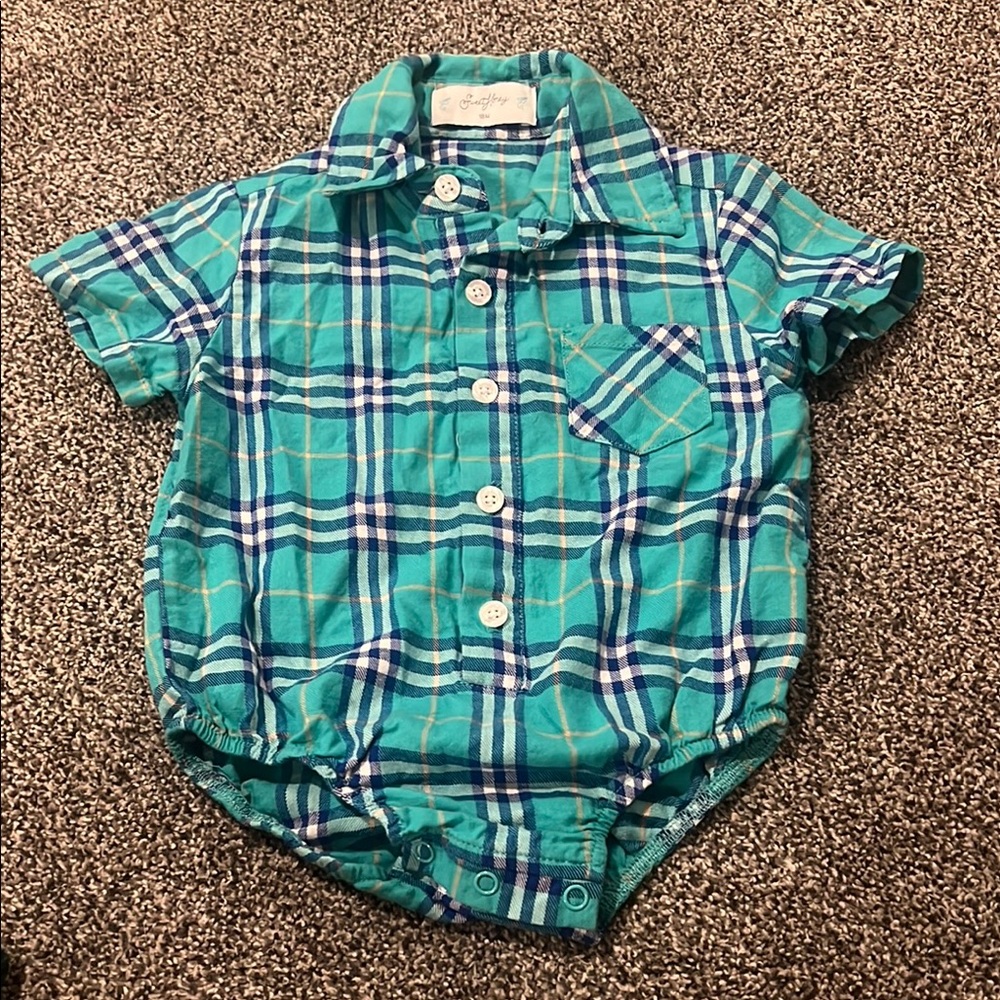 SweetHoney Teal and Blue Plaid Button-Down Shirt
